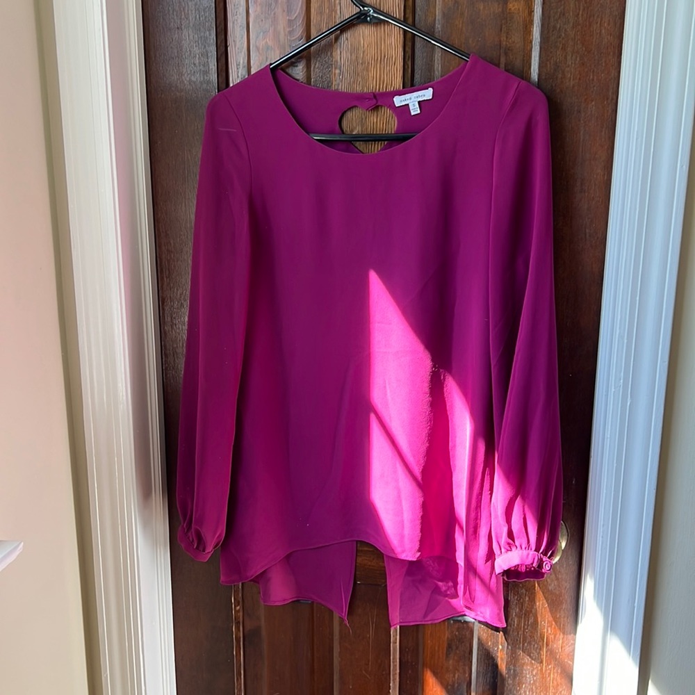 Naked zebra sheer magenta top